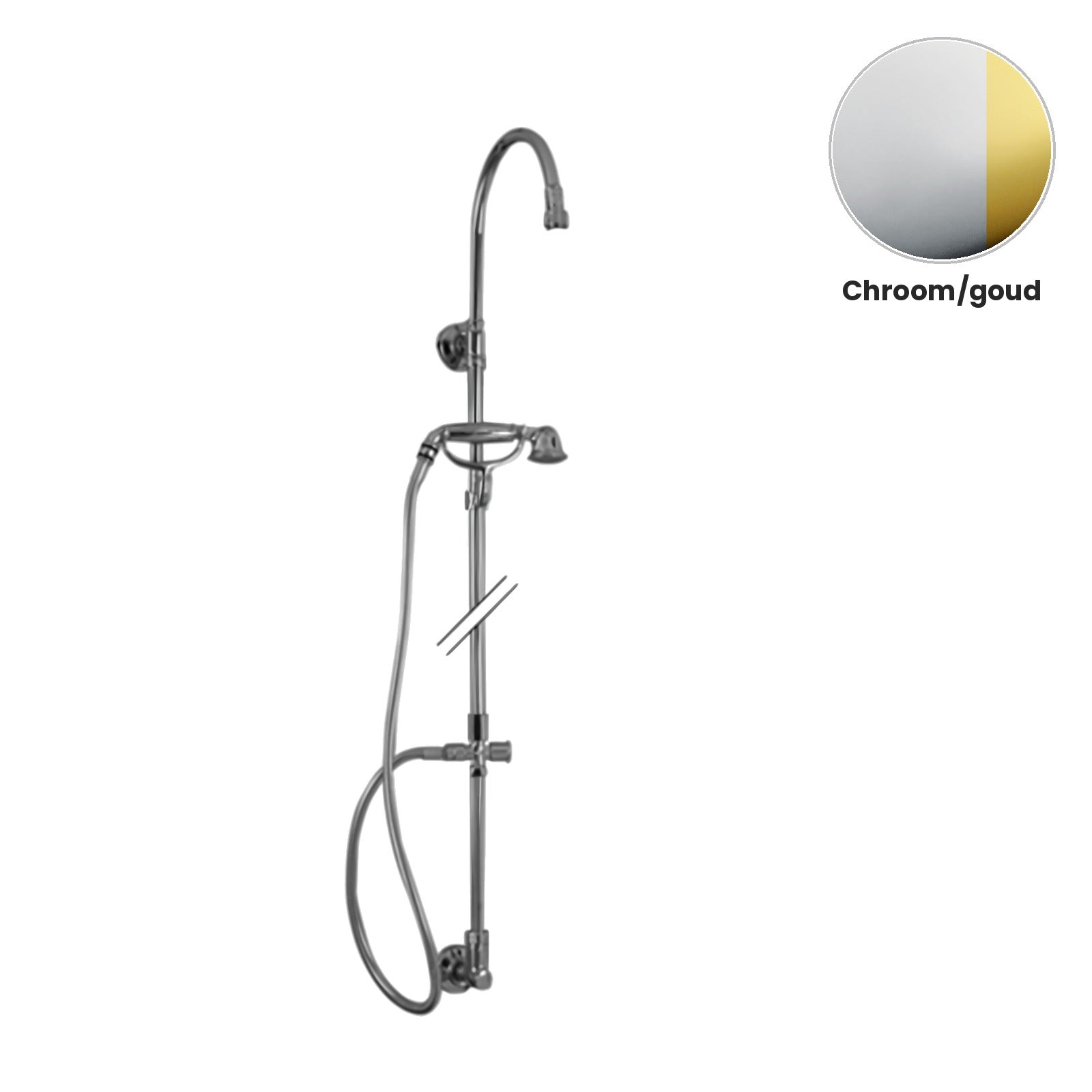Zazzeri 802 douchestang met douchearm, handdouche en omsteller 2900M612A00 – Chroom/goud