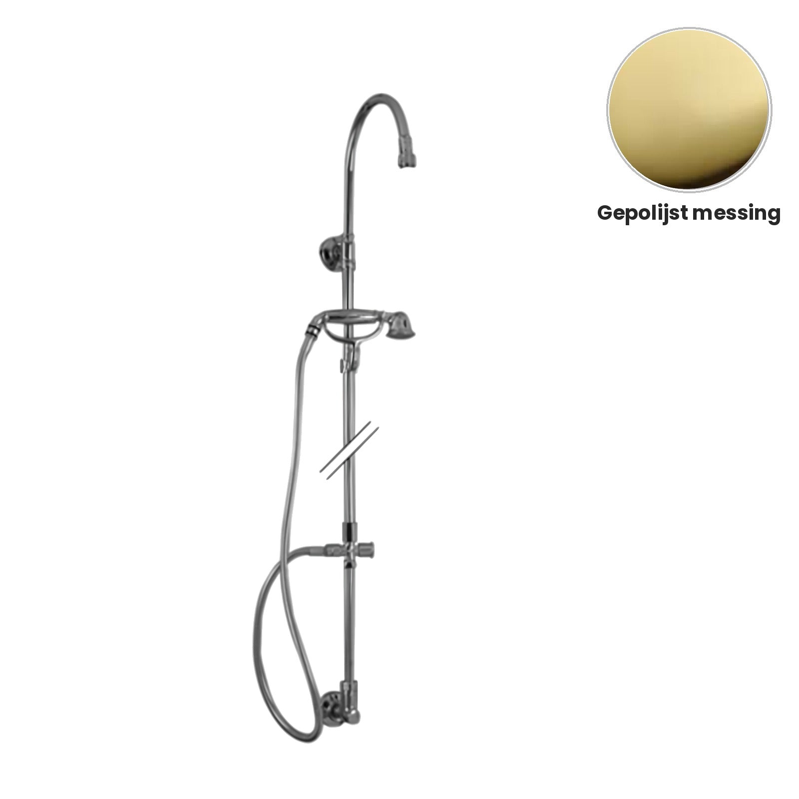 Zazzeri 802 douchestang met douchearm, handdouche en omsteller 2900M612A00 – Gepolijst messing