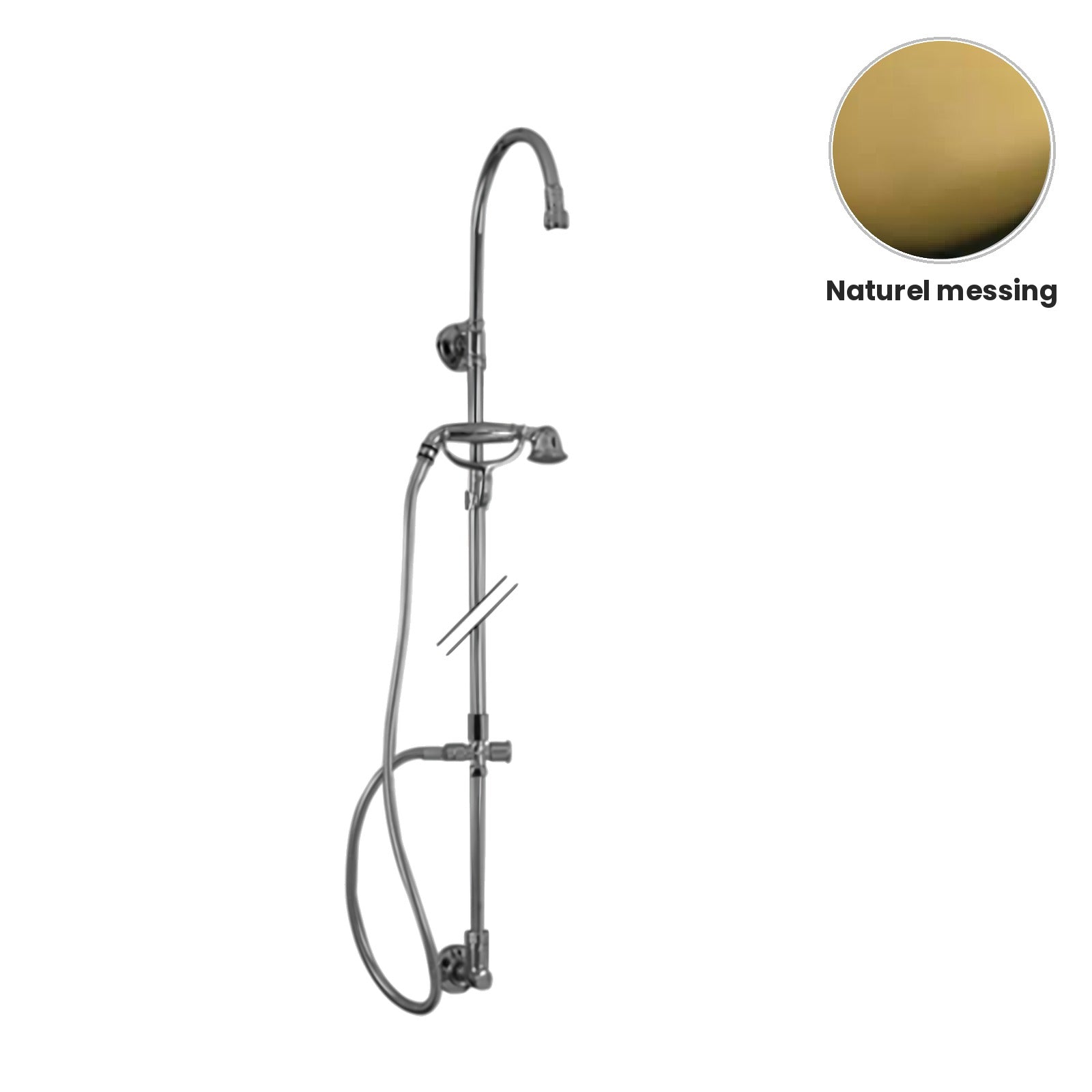 Zazzeri 802 douchestang met douchearm, handdouche en omsteller 2900M612A00 – Naturel messing