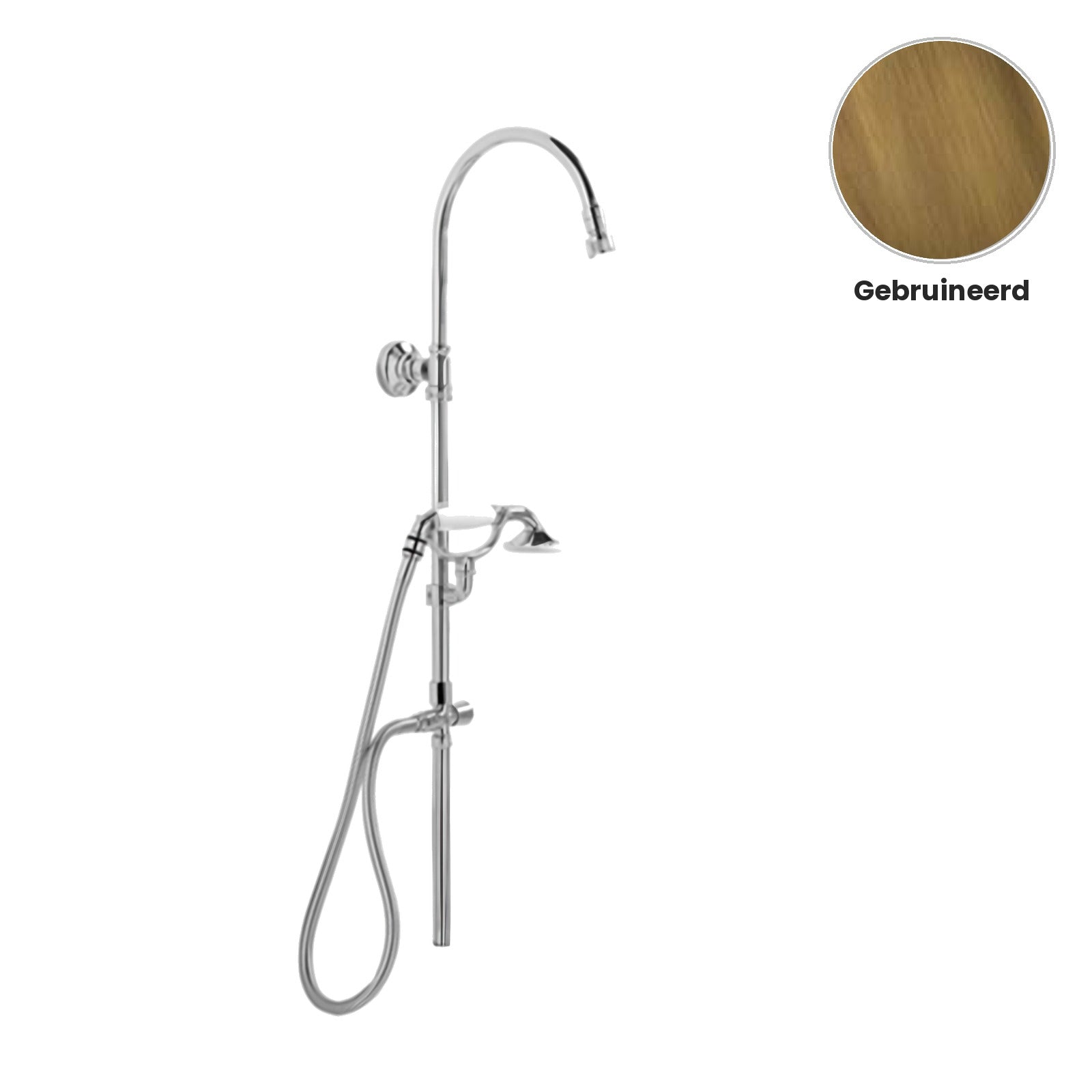 Zazzeri 800 / Kent douchestang met douchearm, handdouche en omsteller 29000611A00 – Gebruineerd