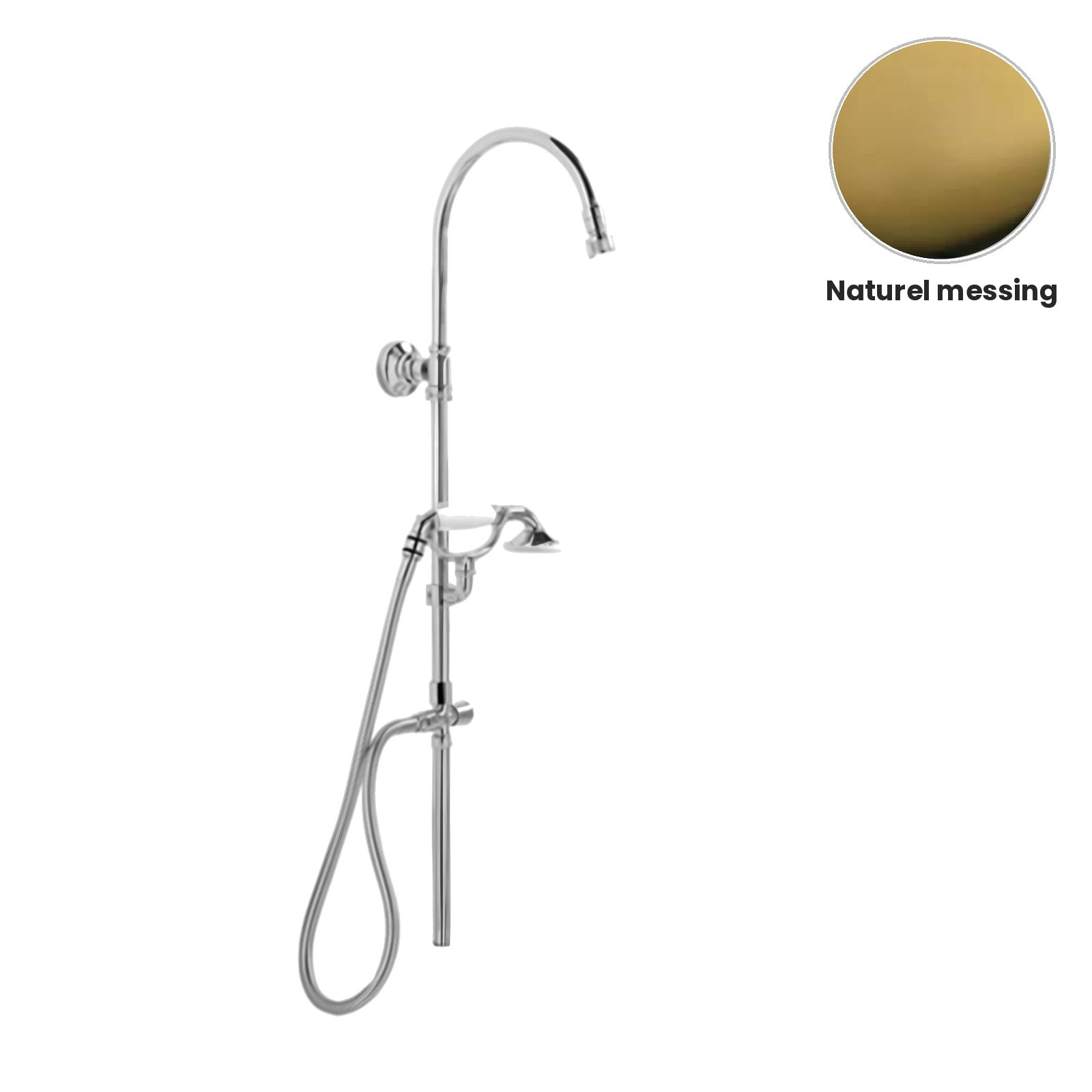 Zazzeri 800 / Kent douchestang met douchearm, handdouche en omsteller 29000611A00 – Naturel messing