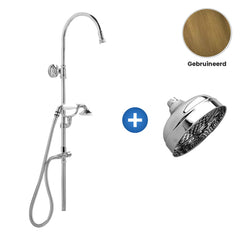 Zazzeri 800 / Kent douchecombinatie met hoofddouche Ø 150 mm en handdouche – Gebruineerd