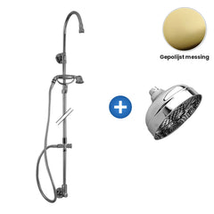 Zazzeri 802 douchecombinatie met hoofddouche Ø 150 mm en handdouche – Gepolijst messing
