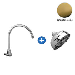 Zazzeri draaibare douchearm met hoofddouche Ø 150 mm – Naturel messing
