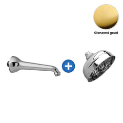 Zazzeri douchearm 180 mm met hoofddouche Ø 150 mm – Glanzend goud