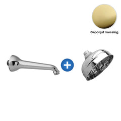 Zazzeri douchearm 180 mm met hoofddouche Ø 150 mm – Gepolijst messing