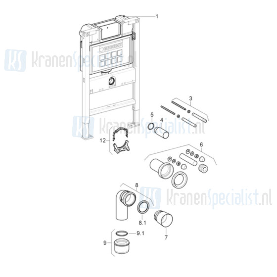 Geberit Onderdelen Duofix element voor wand-WC, met Kappa inbouwreservoir 15 cm Bouwjaar 2006