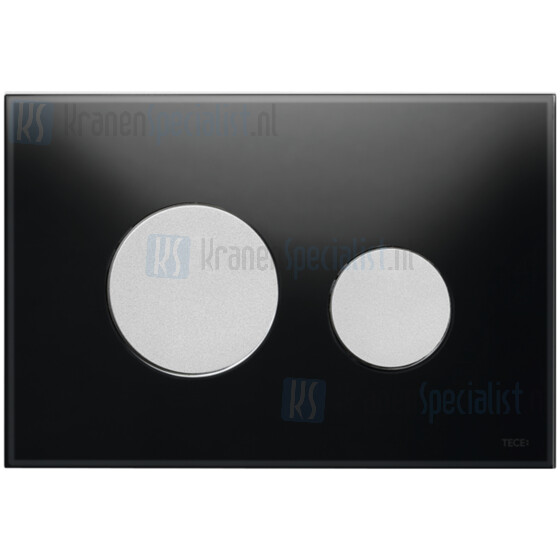 TECE loop wc-bedieningsplaat van glas zwart, toetsen mat chroom