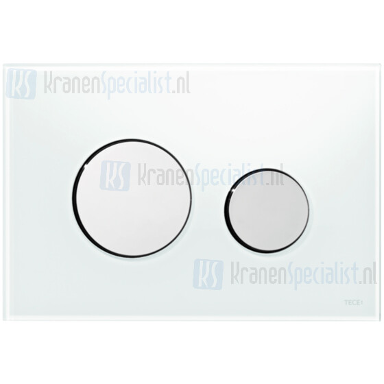 TECE loop wc-bedieningsplaat van glas zuiver wit,toetsen gl. chroom