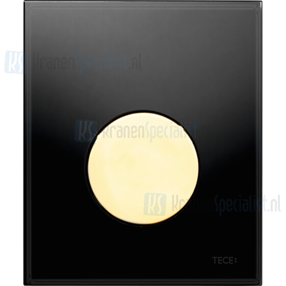 TECE loop urinoir bedieningsplaat glas zwart, toets goud