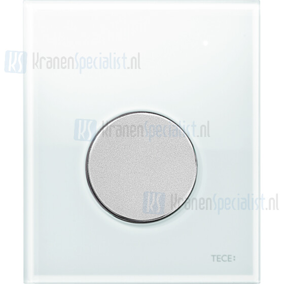 TECE loop urinoir bedieningsplaat glas zuiver wit,toets mat chr.